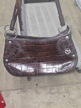 Brighton Dark Brown Croc-Embossed Shoulder Bag